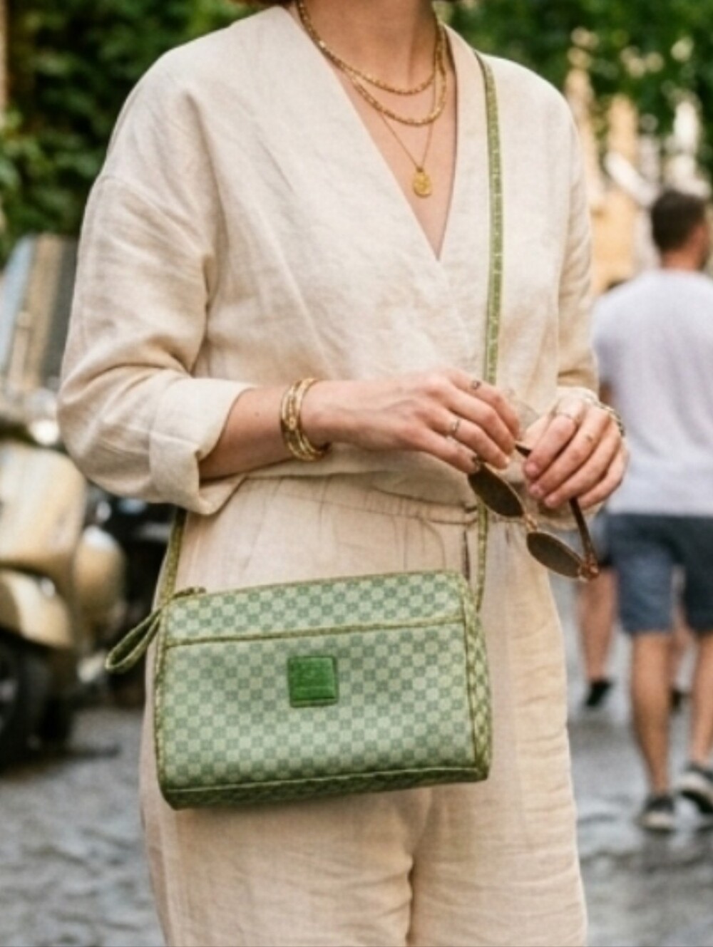 Liz Claiborne Vintage Green Crossbody Shoulder Bag
